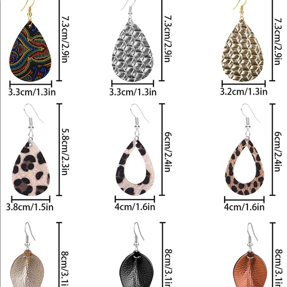 NWT Gold Embossed Vegan Leather Earrings - Picture 2 of 2